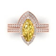 thumbnail image 2 of 2.48 ct Brilliant Marquise Cut Yellow Zircon 18K Rose Gold Halo Solitaire with Accents Engagement Bridal Wedding Ring Band Set size 8.25, 2 of 7