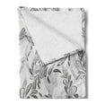thumbnail image 2 of Grunge Soft Flannel Fleece Blanket, Monochrome Line Art Style Leaves Natural Floral Pattern Sketchy Modern Design, Cozy Plush for Indoor and Outdoor Use, 50" x 60", Black Grey White, by Ambesonne, 2 of 5