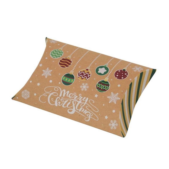 100pc Christmas Theme Cardboard Candy Pillow Boxes Cartoon Bell Candy Snack Gift Box Colorful Fold: 7.3x11.9x2.6cm