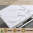 thumbnail image 6 of 47" Rectangular Coffee Table, Modern Faux Marble Center Table, Silver Mirror Double-Pillar Stainless Steel Base for Living Room, Home Office, 6 of 6
