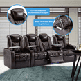 thumbnail image 4 of Weilianda Home Theater Seating Top Grain Nappa Leather Recliner Chair Dual Power Movie Gaming Sofa Electric Headrest with Tray Table Type-C USB Charge Cup Holders (Row of 4 Loveseat Middle), 4 of 8