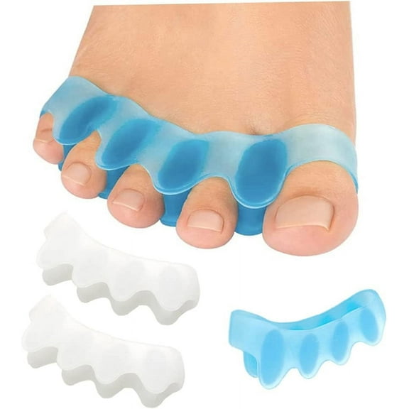 Toe Separators Gel Toe Spacers Bunion Corrector Toe Straightener for Hammer Toes White Blue 2 Pairs Toe Separators