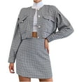 thumbnail image 1 of Mujeres sexy manga larga estampado casual botones conjuntos abrigo blusa falda corta + chaqueta Wmkox8yi  FGJ515, 1 of 7