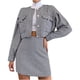 thumbnail image 1 of Mujeres sexy manga larga estampado casual botones conjuntos abrigo blusa falda corta + chaqueta Wmkox8yi  FGJ515, 1 of 7