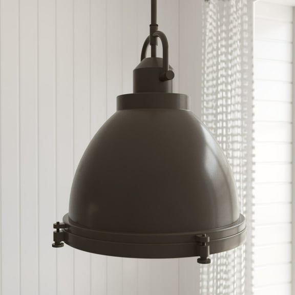 Hunter - Bridgemoor 3-light Noble Bronze, Medium Size Pendant Light, Dimmable, Industrial Style, Dome Shaped, for Bedrooms, Dining, Living Rooms - 19100