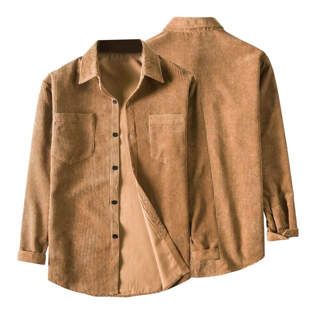 Veste Chemise Multi-Poches en Velours Côtelé pour Hommes