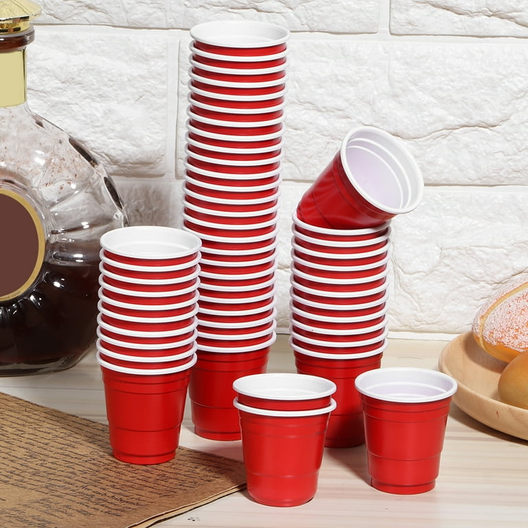 Zerodis 50Pcs Red Disposable Plastic Cups 5.5Oz Coffee Beer Drinking  Wedding Party Cup Tumblers Tableware Party Supplies