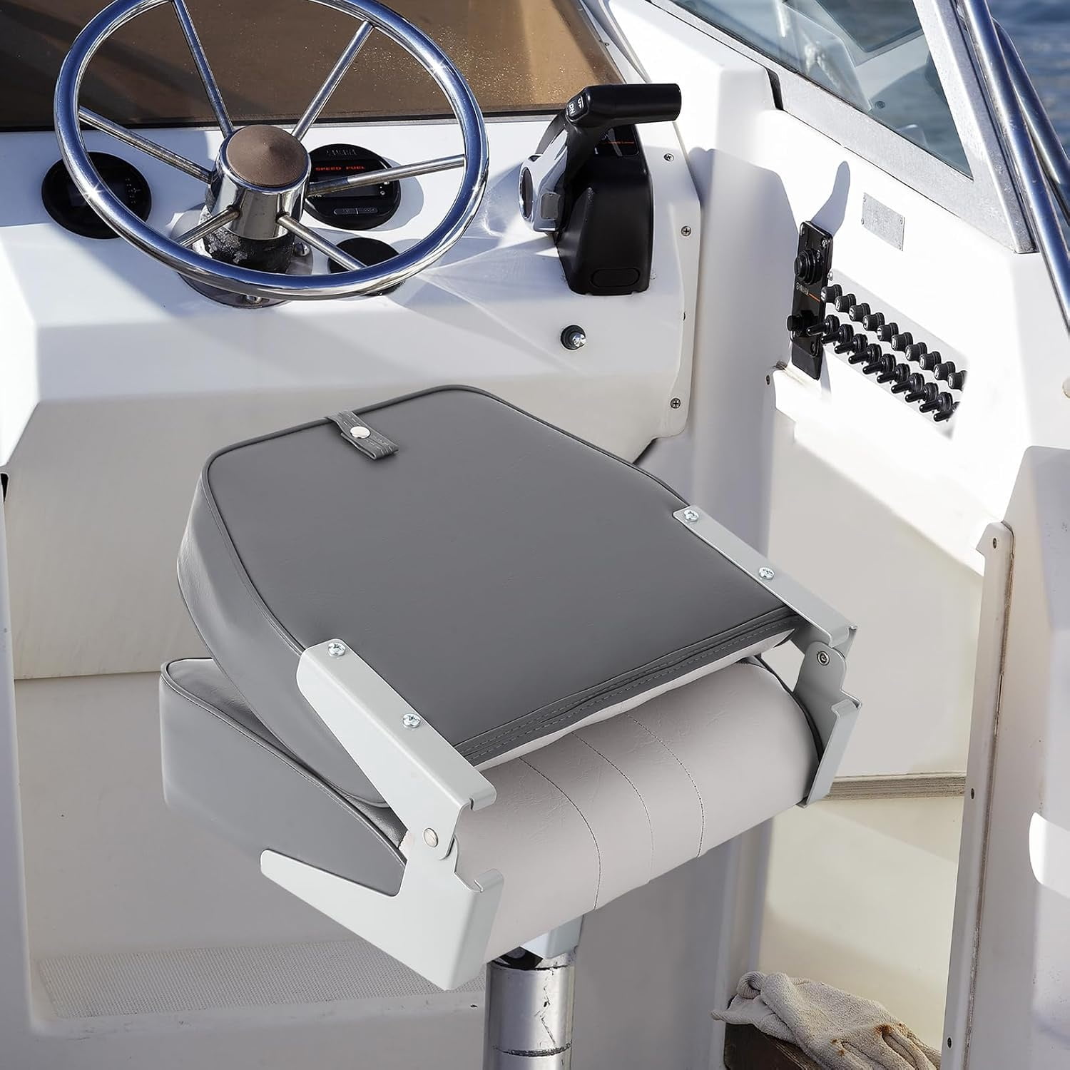 M optimized Set of 2 Premium Low Back Folding Boat Seat, Marine Seats for Fishing, Sightseeing, Speedboats, Canoes