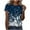 Blue, variant on ICHUANYI Womens Casual Sparkling Crystal Print Crew Neck Short Sleeve Top Fashion Clothing