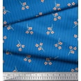 thumbnail image 1 of Soimoi Blue Poly Georgette Fabric Artistic Floral & Stripe Printed Fabric 1 Yard 42 Inch Wide, 1 of 3