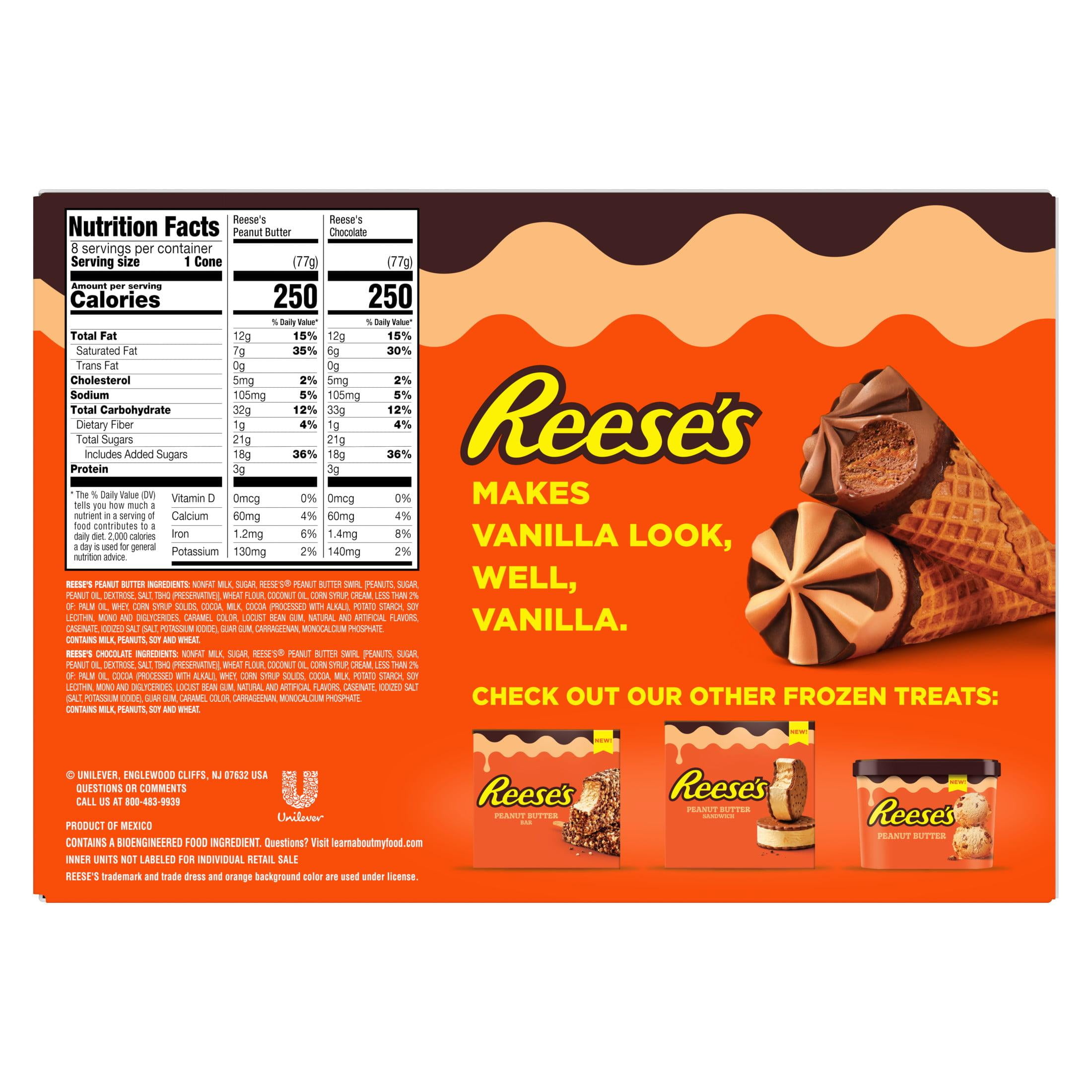 Reese's Crispy Peanut Butter and Chocolate Frozen Dairy Dessert Cones Nonfat Milk, 8 Count