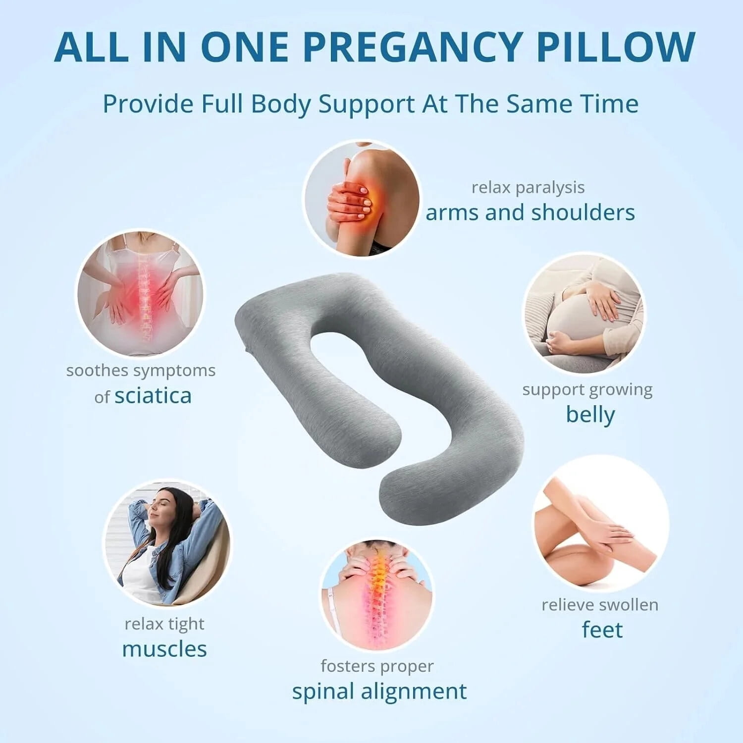 COOKEY Cooling Pregnancy Pillow,U Shaped Full Body Maternity Pillows for Belly and Back Support,Super Breathable for Hot Sleeper