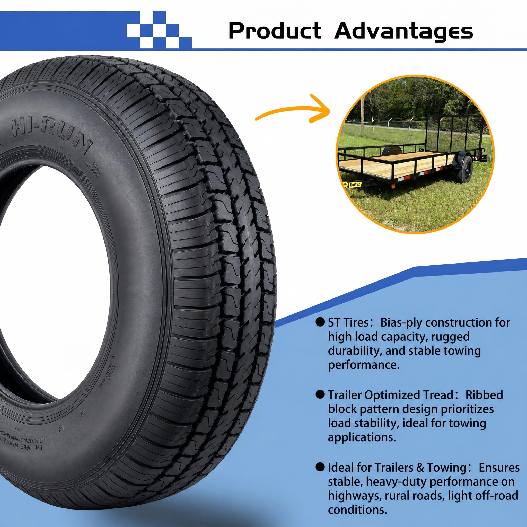 Hi-Run H180 ST205/75D15 6PR C 101L Heavy-Duty Trailer Tire