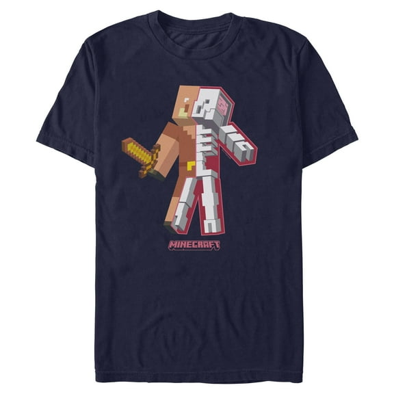 Mens Minecraft Piglin Skeleton Brain Pose T Shirt