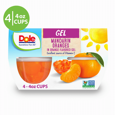 Dole Fruit Bowls Mandarin Oranges in Orange Gel, 4.3 oz (4 Cups)-Pack Of 2