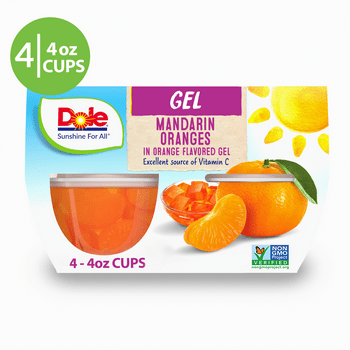 (4 Cups) Dole Fruit s Mandarin Oranges in Orange Gel, 4.3 oz