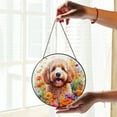 thumbnail image 2 of Welcome Spring Summer Goldendoodle Portrait Flower Blue Sky Stained Glass Suncatcher Doodle Dog Lover Gifts Idea Window Hanging Sign Decor - 12001, 2 of 5