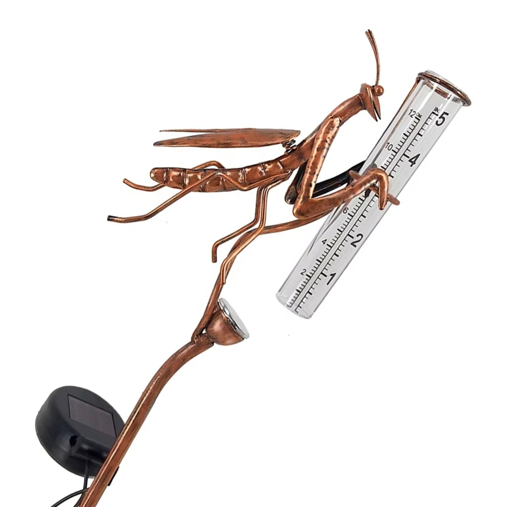 Solar Energy Shape Rain Measure Gauge for Outdoor Grounds Featuring strong Iron Plastic Construction and LED Light Feature Easy Installation