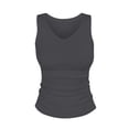 thumbnail image 3 of Endives Women's Camisole Tops Summer Ribbed Slim Fit V Neck Vest Top Basic Knitted Casual Tank Top Dark Gray, 3 of 7