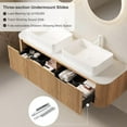 thumbnail image 5 of 60 Inch Bathroom Vanity with Double Sink, Floating Bathroom Cabinet with White Rectangular Ceramic Basin and Marble Top, 2 Large Soft-Closing Storage Drawers, Pre-Assembled, Nature Wood, 5 of 7