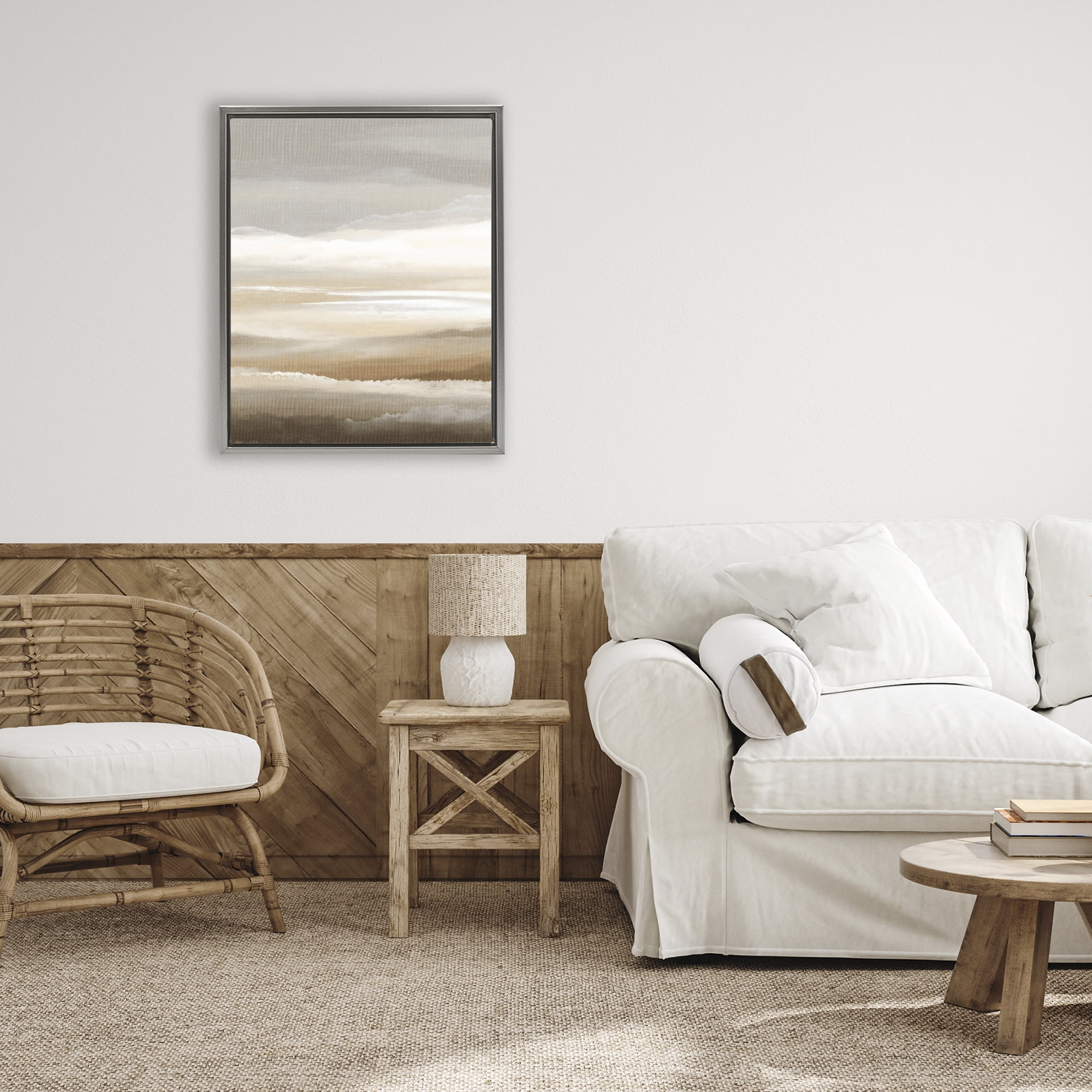 Stupell Industries The Horizon Serene Cloud Layers Gray Framed Floater Canvas Wall Art, design by Ink Drop Loft