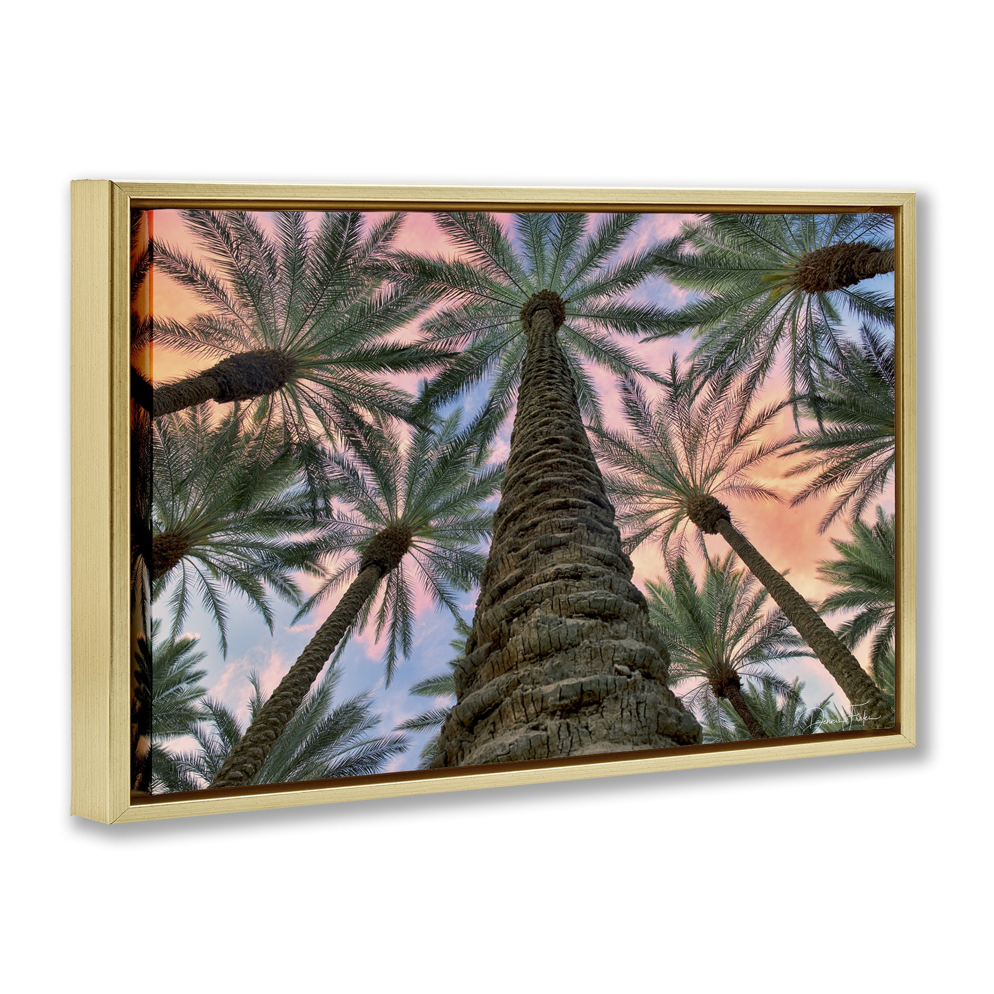 Stupell Industries Tall Overhead Palms Plants & Flowers Photography Gold Floater Framed Canvas Art Print Wall Art, 31 x 21