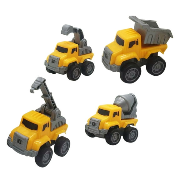 IDEANATEGRATE 4Pcs Pull Back Construction Truck Toy for Toddlers and Boys with Friction Powered Movement Plastic