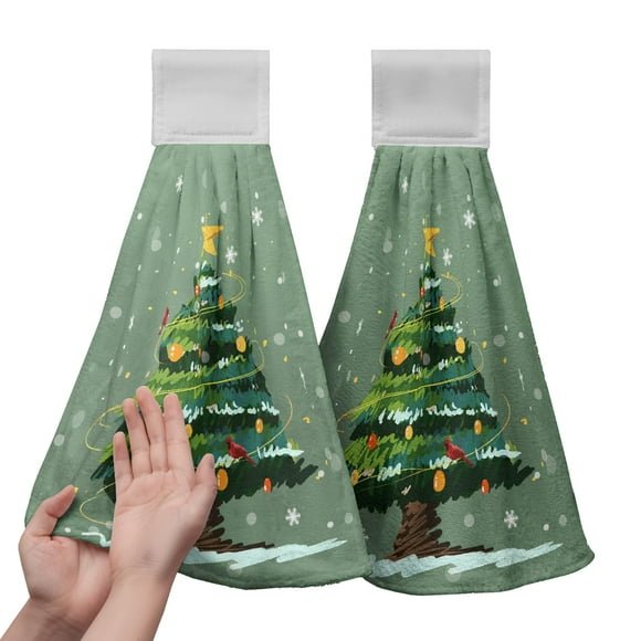 Juego de 2 paños de cocina navideños Kwlegh, poliéster de 30 x 43 cm