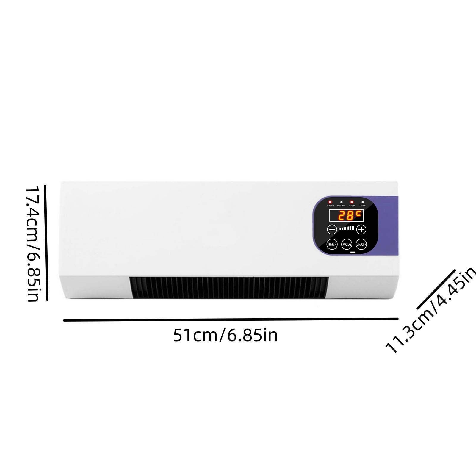 Smart Wall Heater 1500W with Remote Control,Fast Heating Ceramic Space Heater for Bedroom,Bathroom,Indoor Use,Wall Mounted with Digital Display,Timer,Cool Fan Function,US Plug 110V