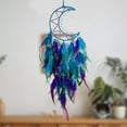 thumbnail image 6 of Indian Triangle Pave Dreamcatcher Hanging Decoration - Crystal Car Charm with Peacock Feather Wind Chime | 51x15cm Blue Handmade Spiritual Ornament & Gift Pendant, 6 of 6