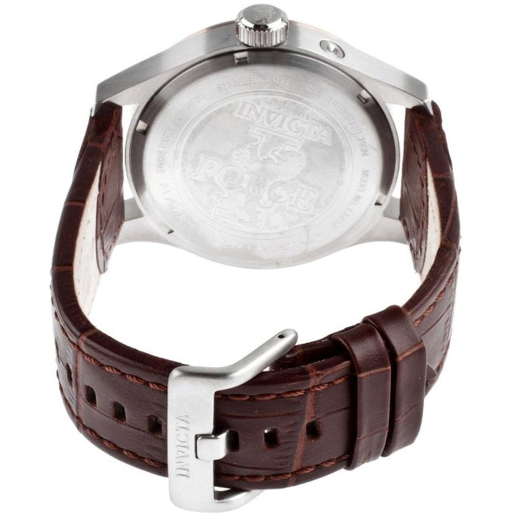 Invicta Men's 13010 I-Force Brown Genuine Leather Silver-Tone Dial Rose-Tone Bezel Watch