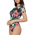thumbnail image 2 of Naloa Green Tropical Leaves Women's Short-Sleeved Onesie, One-Piece Swimsuit for Parties, dates, clubs - Large, 2 of 9