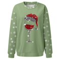 thumbnail image 5 of Glisme Chandail en Molleton de Noël pour Femmes Col Rond Imprimé Chandail Manches Longues Ample Vert Clair, 5 of 5