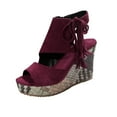 thumbnail image 2 of HaiMao Wedge Sandals for Women Clearance Open Toe Espadrilles Comfortable Dressy Ankle Strap Platform Boho Beach Summer Shoes Comfortable Wine 7.5(40), 2 of 9