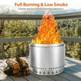 thumbnail image 3 of Danolapsi 20.5 Inch Smokeless Fire Pit with Air Switch, Portable Outdoor Stainless Steel Firepit with Removable Ash Pan, Wood Burning Stove for Outside Camping Backyard Patio Bonfire, 360° Wide Warm, 3 of 7