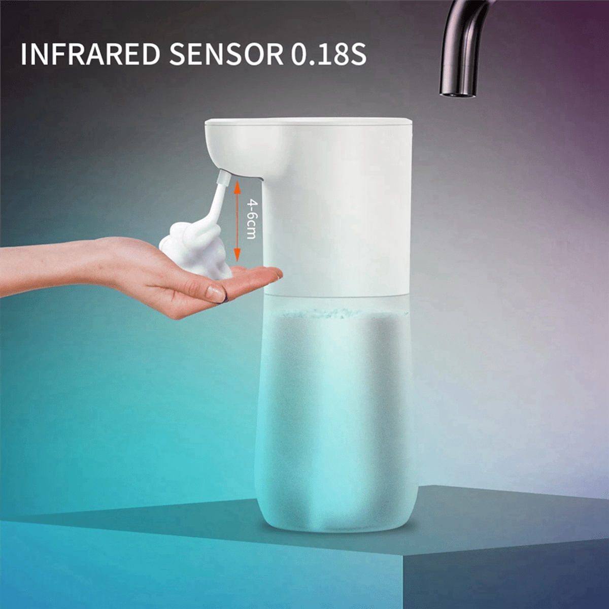 2X 2000MAh USB Charging Automatic Induction Foam Soap Dispenser Smart Infrared Touchless Hand Washer for Kitchen 350Ml