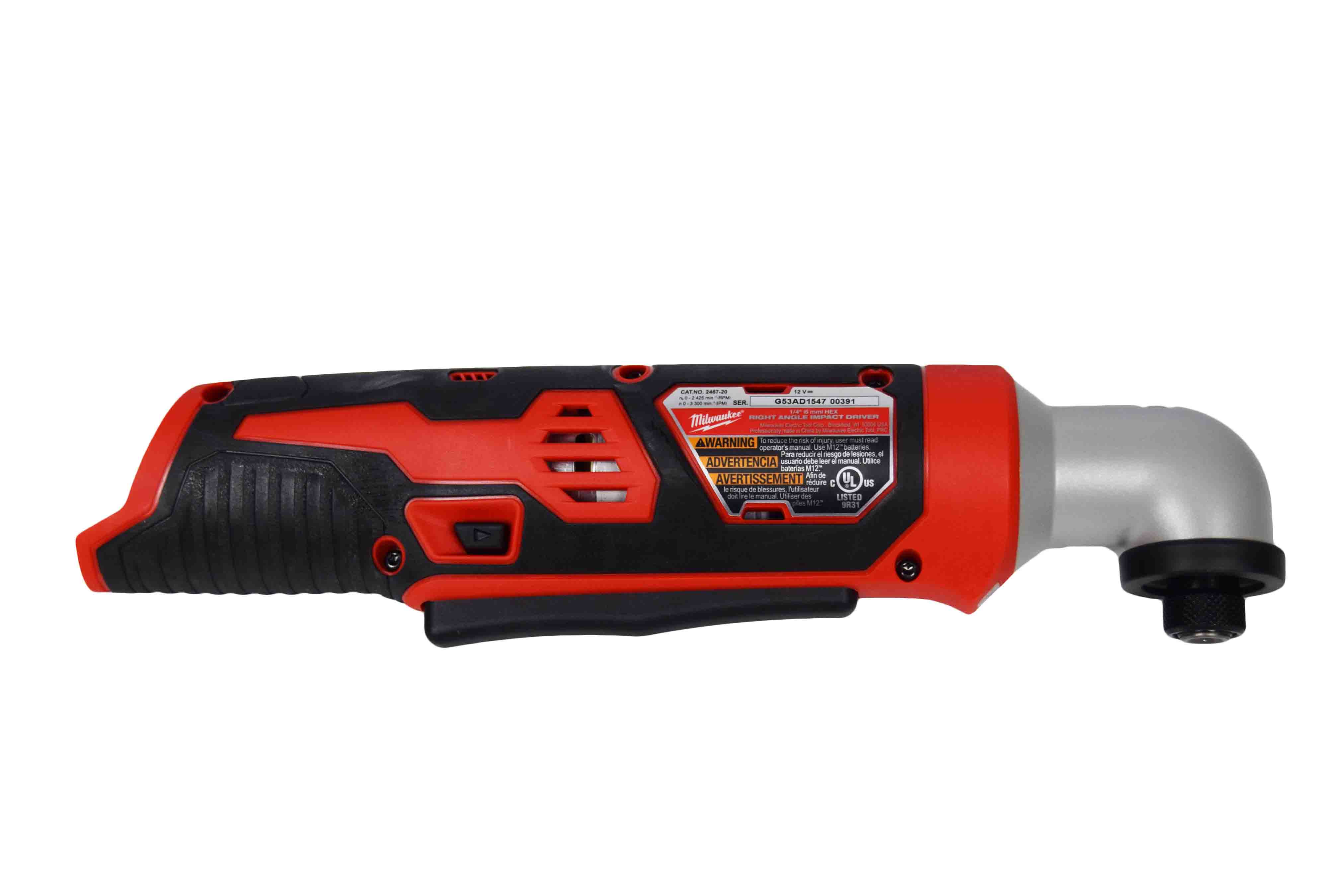 Milwaukee MIL-2467-20 M12 1/4in Hex Right Angle Impact Driver Milwaukee MIL-2467-20 M12 1/4in Hex Right Angle Impact Driver
