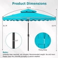 thumbnail image 3 of Gymax 9 FT Patio Umbrella w/Push Button Tilt & Crank 2-Tier Vented Top 8 Metal Ribs Turquoise, 3 of 10