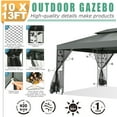 thumbnail image 6 of HOTEEL 10x13ft Metal Patio Gazebo, Outdoor Gazebo Canopy Tent for Backyard with Mosquito Netting, Gazebos Shelter with Steel Frame, Patio Covers for Shade and Rain, Gray, 6 of 10