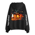 thumbnail image 4 of Halloween Jackets for Women Cute Pumpkin Printed Full Zipper Drawstring Hooded Fashion Spooky Festival Jacket with Pockets Black XL, 4 of 7