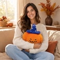 thumbnail image 5 of Euahivb Halloween Pumpkin Stuffed Toy Plush Pillow 13.8 x 13.8 Inch Soft Cushion with Blue Witch Hat for Couch Living Room Spooky Seasonal Decor, 5 of 5