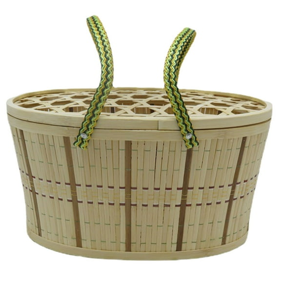 Handheld Egg Basket Storage Large with Lid Woven Baskets for