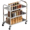 thumbnail image 1 of HOMCOM Chariot de Cuisine à 3 Niveaux de 33 Pouces, Chariots d'Équipement de Laboratoire de Traitement Médical, Îlot de Cuisine Roulant en Acier Inoxydable, Chariot de Service Utilitaire de Rangement à Roulettes, Calibre Lourd de 330 Lb, 1 of 10