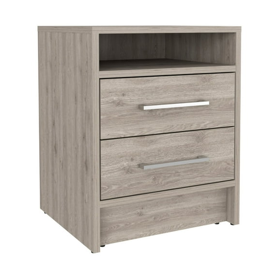 TUHOME Modern Bedroom Nightstand with Superior Top and Two Drawers, Sleek Storage