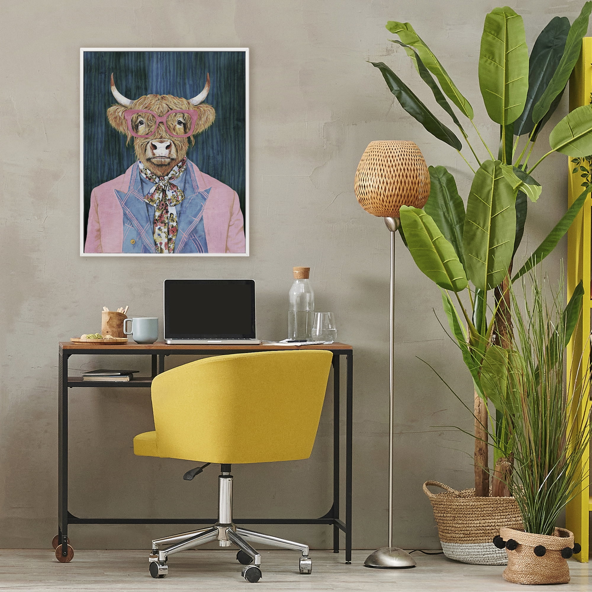 Stupell Industries Gentle Bull Portrait White Framed Giclee Art, design by Svetlana Aleynikova