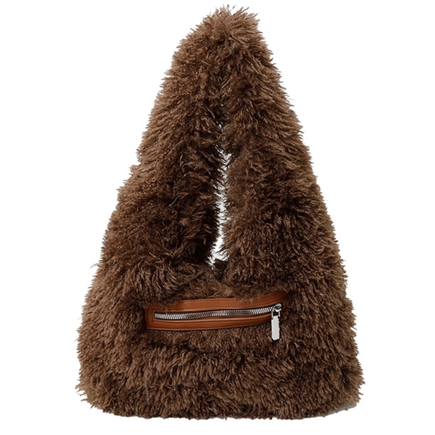 Bolso Felpa Hobo Hombro Mullido Peludo Con Difusa para Las Mujeres