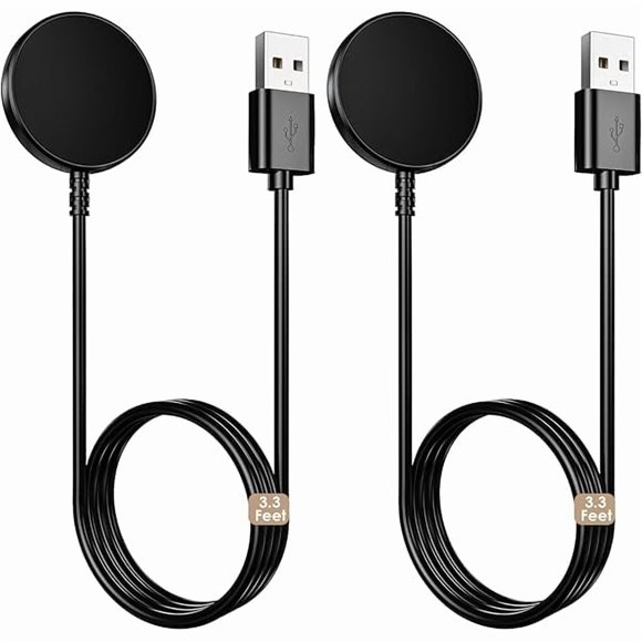 ccwmincc 2 Pack for Samsung Galaxy Watch Charger Compatible with Watch 8/8 Classic/Ultra/7/6/6 Classic/5/5 Pro/4/4 Classic/3/Active/FE USB A Magnetic Charging Docks Accessories 3.3FT