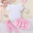 thumbnail image 3 of Kaprioy My First Easter Baby Girl Outfit Girls Clothes Short Sleeve Bunny Romper Plaid Bunny Egg Ruffle Skirt Dress Infant Easter Clothes, 3 of 8