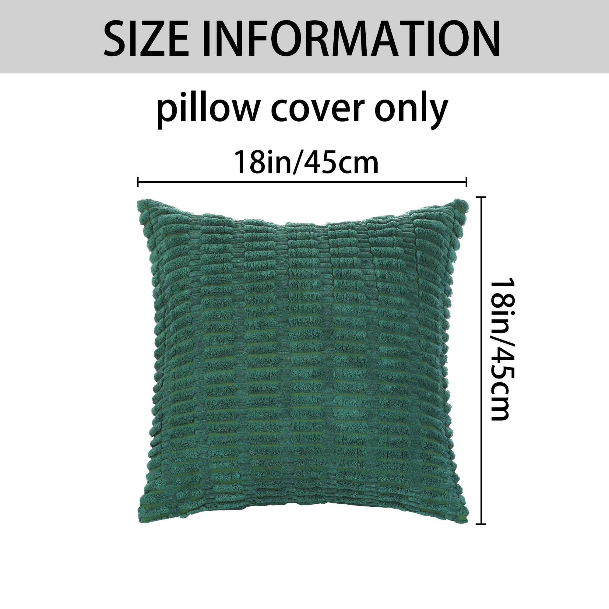 Unique Bargains Corduroy Soft Square Pillow Covers Set of 4 Modern Throw Pillow Cover Dark Green 16" x 16"/18" x 18"