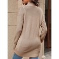thumbnail image 3 of Drop Shoulder Long Sleeve Women's Turtleneck Zip Up Cardigan Sweaters Oversized Casual Solid Mesh Knit Jumper Tops, 3 of 6
